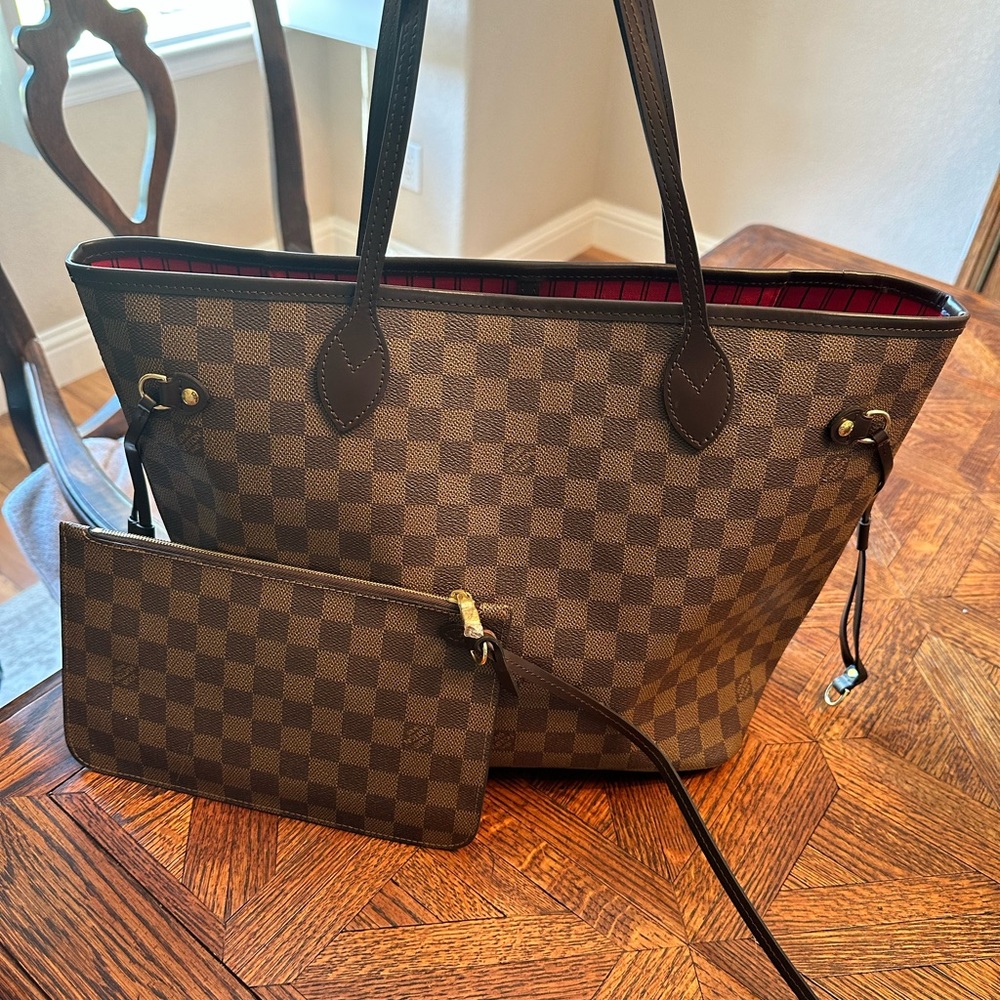 Louis Vuitton Damien Ebene Neverfull MM plus pouch.